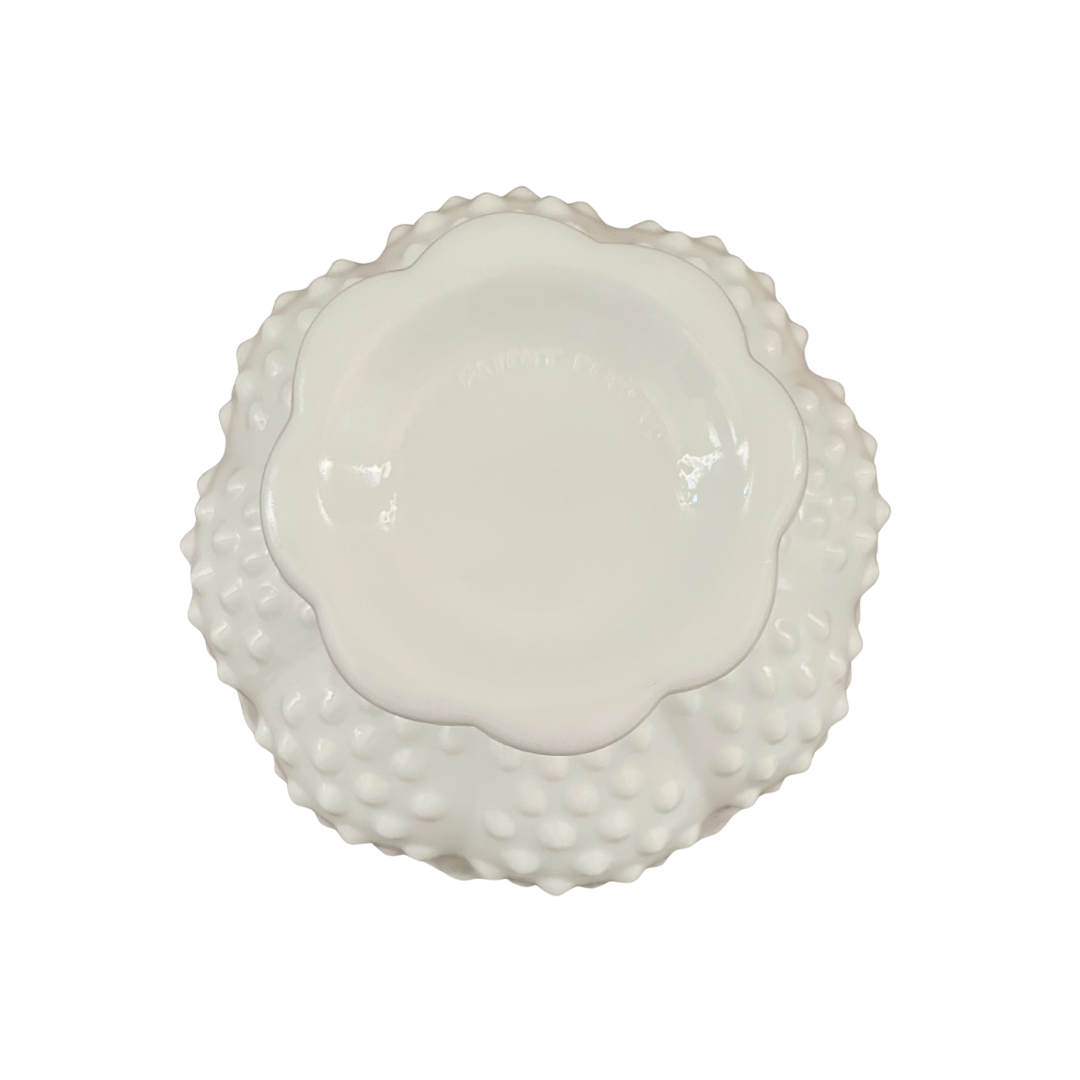 Vintage FENTON Hobnail Milk Glass Candle Holder Centerpiece