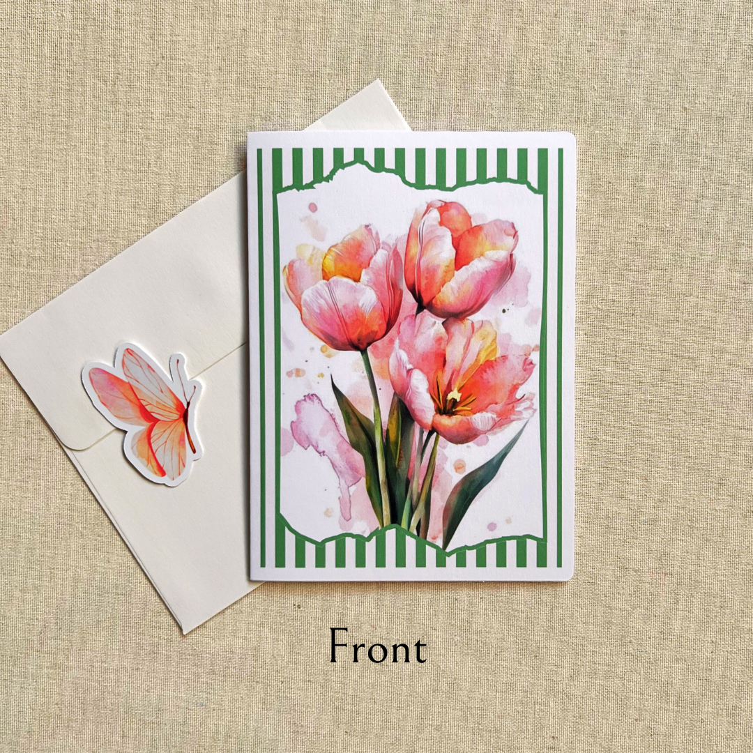 Tulips & Stripes Greeting Card