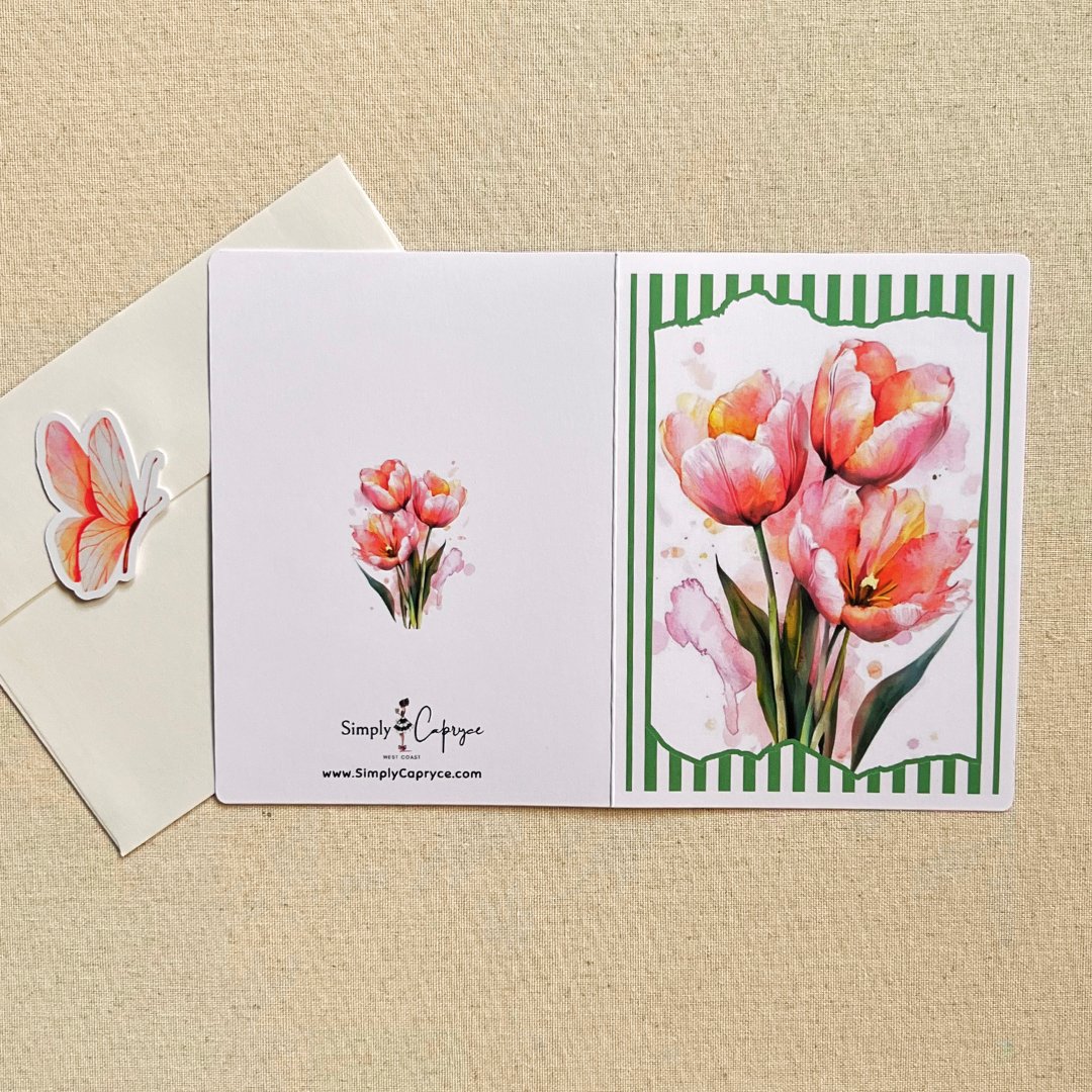 Tulips & Stripes Greeting Card