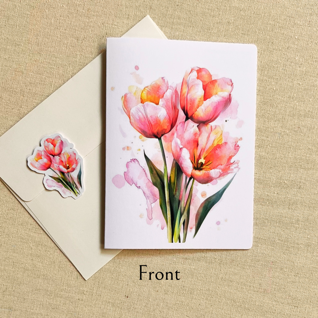 Watercolor Tulips Greeting Card