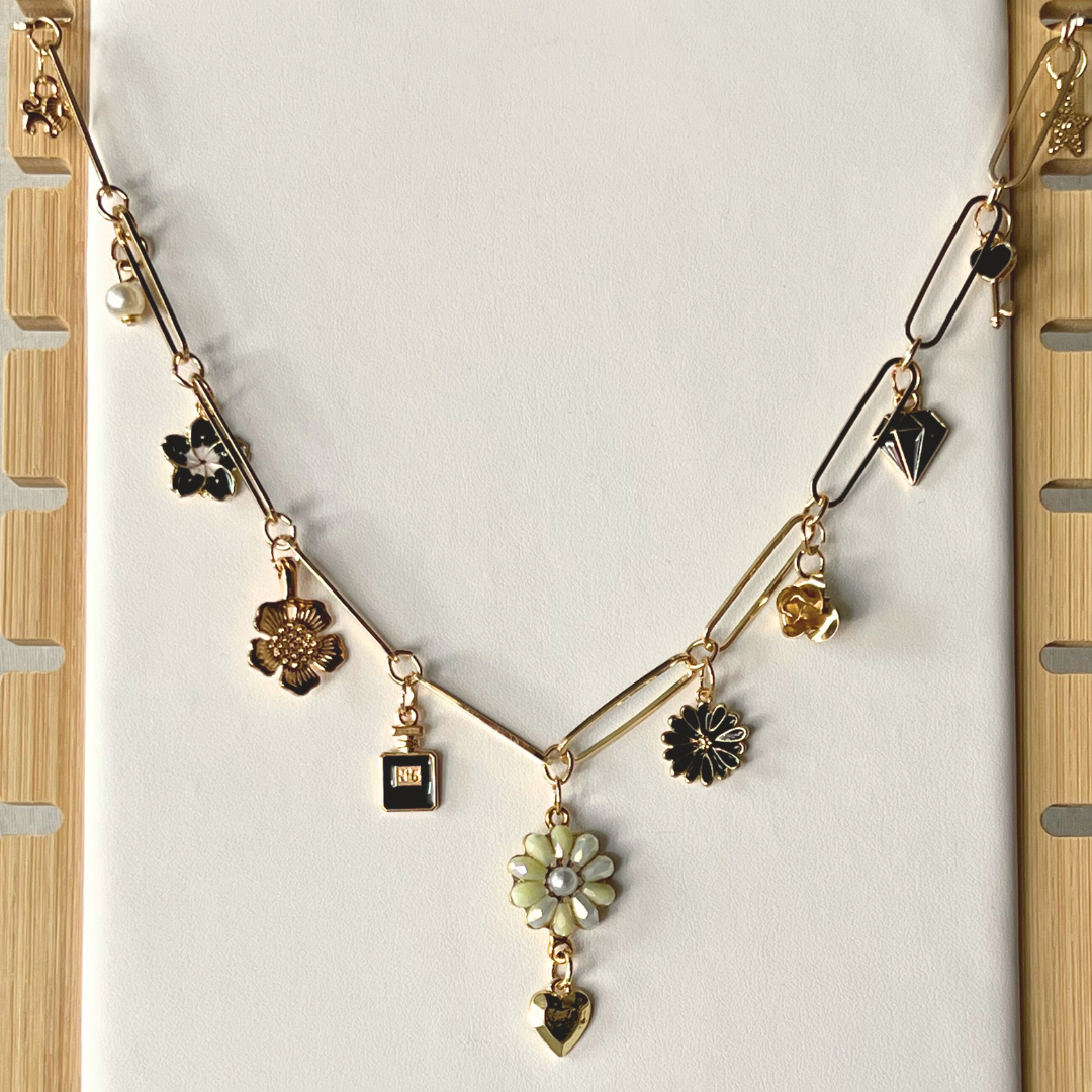 Black & Gold Charm Necklace
