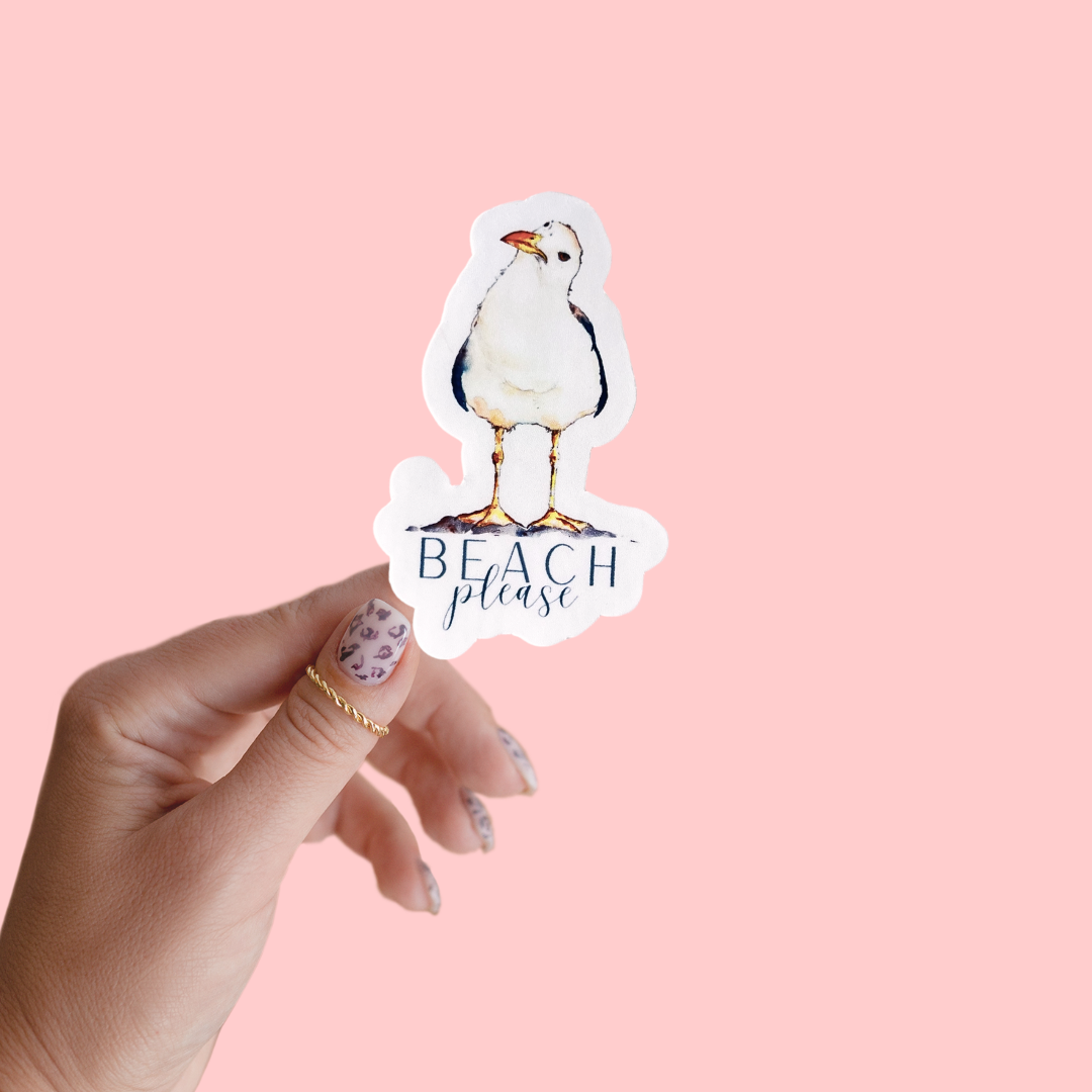 Beach Please SeaGull Sticker