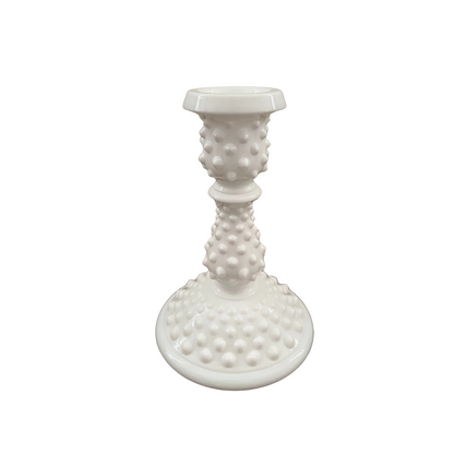 Vintage FENTON 6" Hobnail Milk Glass Candlestick Holder