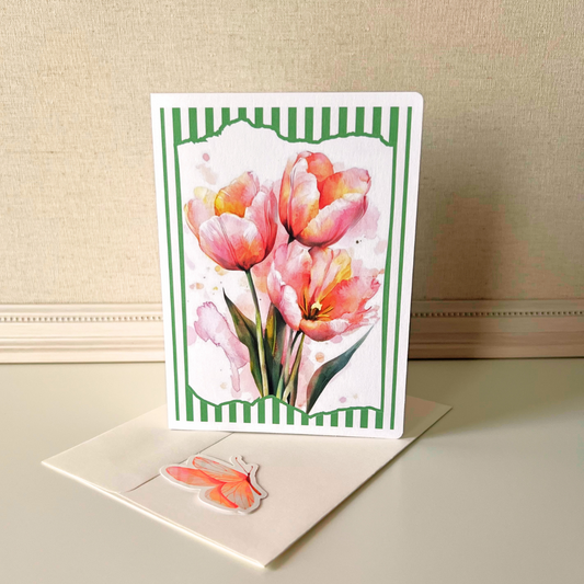Tulips & Stripes Greeting Card