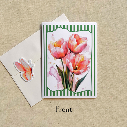 Tulips & Stripes Greeting Card