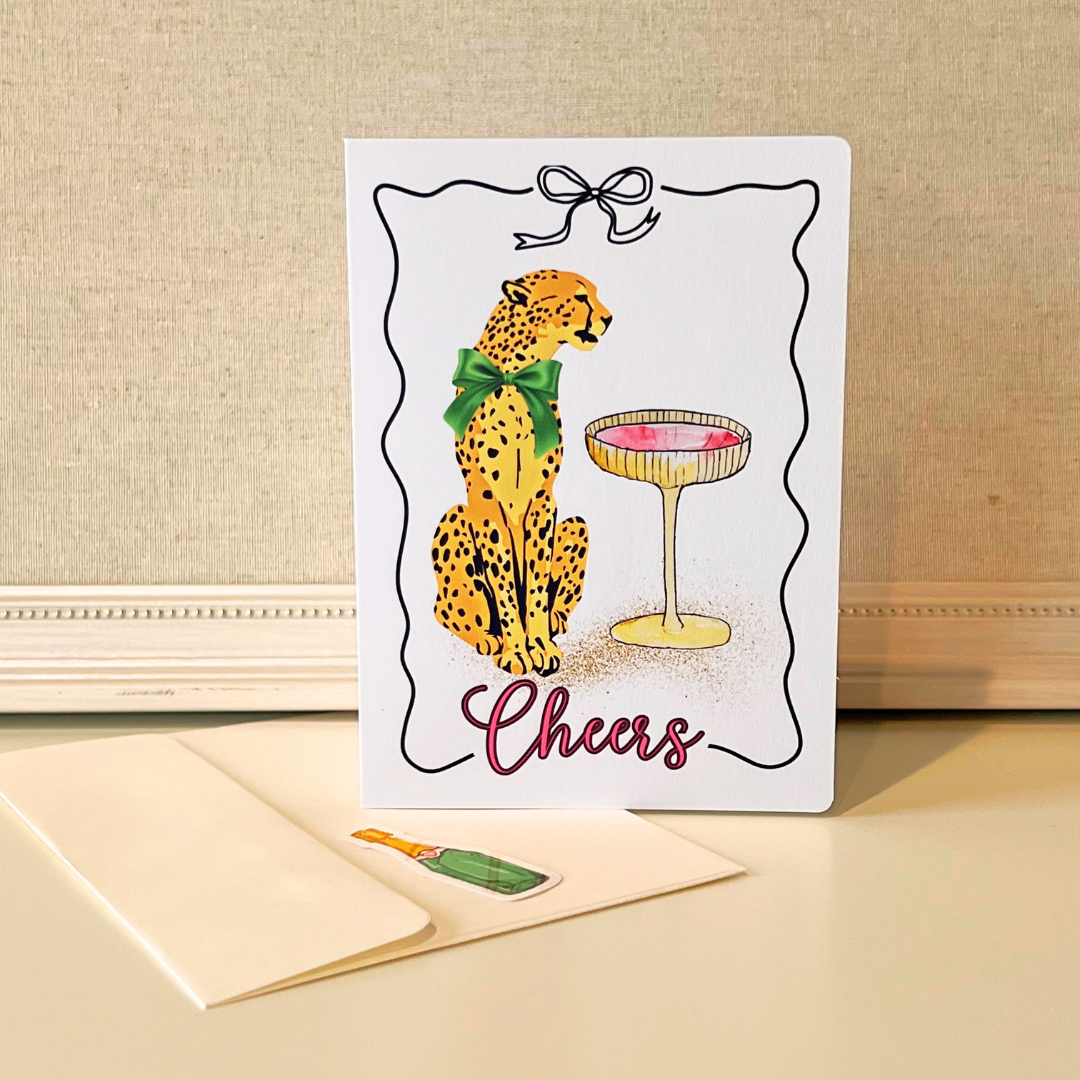 Cheers Cheetah & Champagne Card