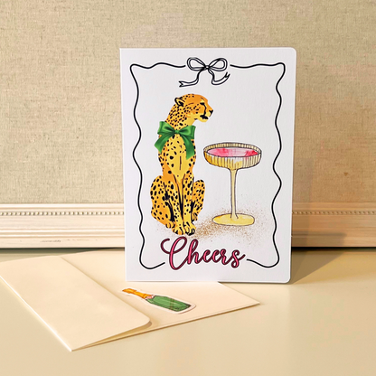 Cheers Cheetah & Champagne Card