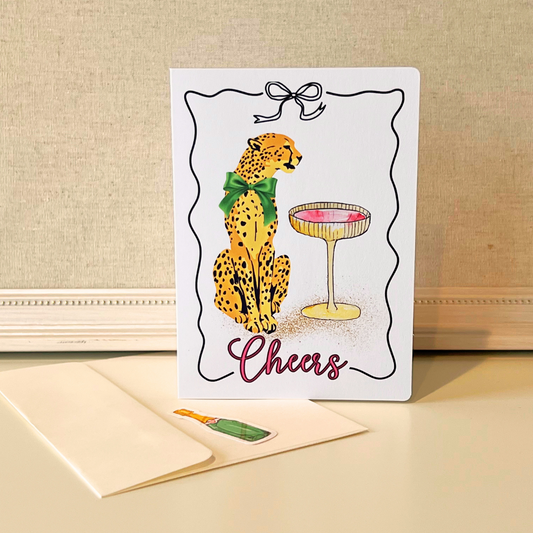 Cheers Cheetah & Champagne Card