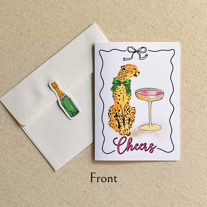 Cheers Cheetah & Champagne Card