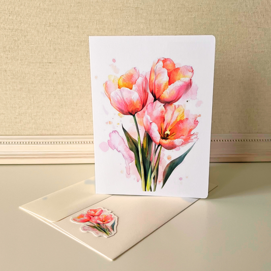 Watercolor Tulips Greeting Card