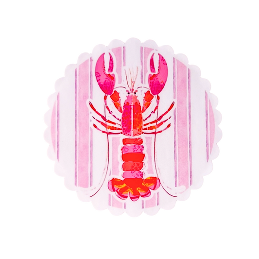 Scalloped Border Pink Lobster Sticker