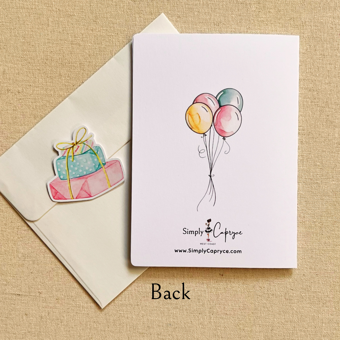 Happy Birthday Girl & Balloons Card