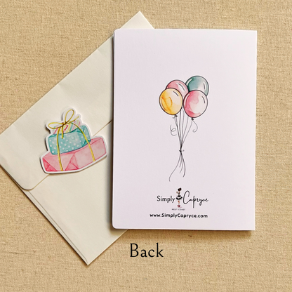 Happy Birthday Girl & Balloons Card