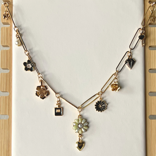 Black & Gold Charm Necklace
