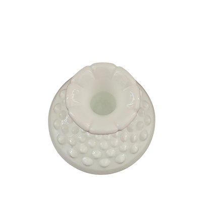 Vintage FENTON White Milk Glass Hobnail Ruffle Top Candle Holder