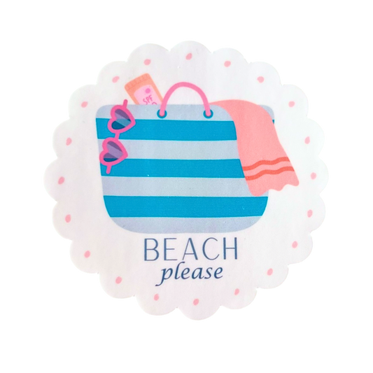 Beach Please Beach Bag Sticker