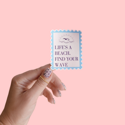 Life's A Beach. Find Your Wave Ticket Sticker