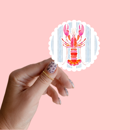 Scalloped Border Blue Lobster Sticker