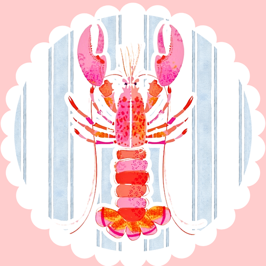 Scalloped Border Blue Lobster Sticker